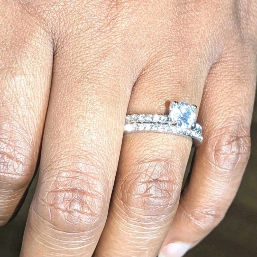 Women's 3 Ct Round Princess Cut Lab-created Diamond Engagement Duo Ring Set Sz 7 - Picture 7 of 17